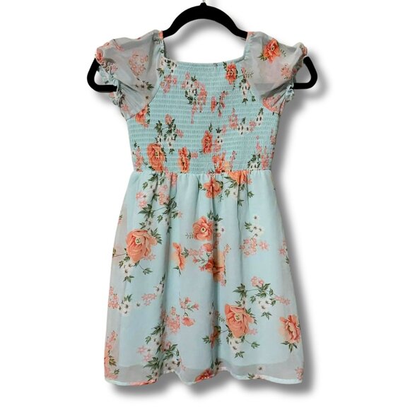 Poppies & Roses Girls Floral Chiffon Smocked Party Photos Church Dress | Size 8 - Picture 1 of 5